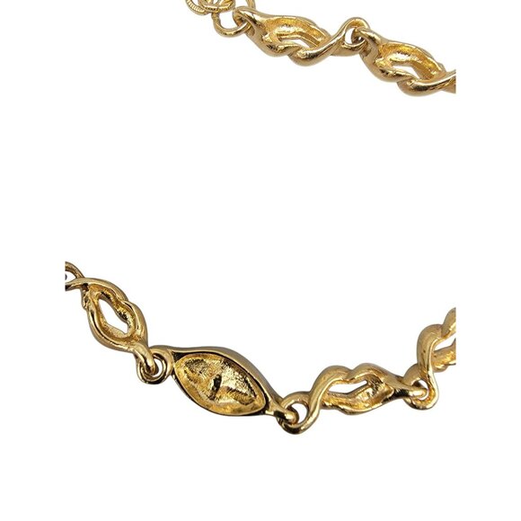 Gold Plated Chain Necklace W/ Marquise-Cut Clear Stones Adjustable Clasp 18" - Picture 7 of 16